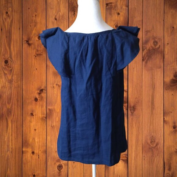 Old Navy Women's Small Button Front Blue Sleeveless Ruffle Accent Blouse NEW - Picture 5 of 5
